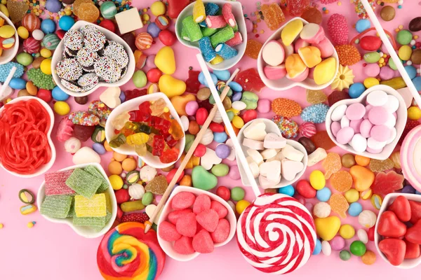 Bonbons mit Gelee und Zucker. Bunte Palette unterschiedlicher Kinder — Stockfoto