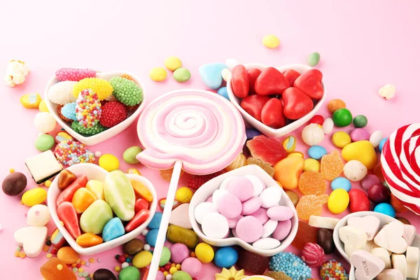 Candies with jelly and sugar. colorful array of different childs — Stock Photo, Image