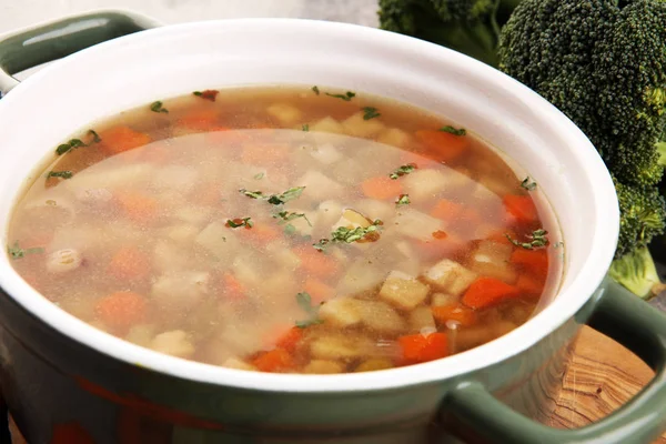 Soup, Vegetable Soup, Bowl. Traditional hot veggie soup