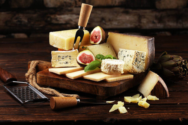 Different sorts of cheese. Cheese platter with different cheese 