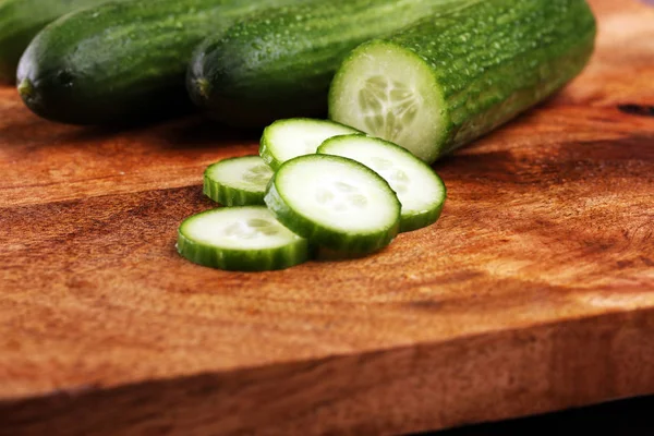 Fresh green cucumber. natural vegetables organic food. — Stock Photo, Image