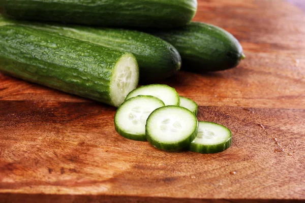 Fresh green cucumber. natural vegetables organic food. — Stock Photo, Image