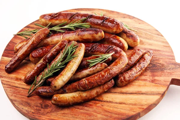 Grilled sausages with spices on a table - Home-made Pork Sausage — Stock Photo, Image