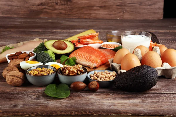 健康饮食概念 食物中天然富含蛋白质 — 图库照片