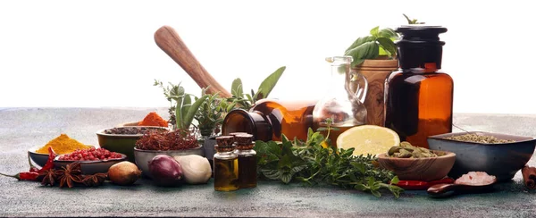 Spezie Erbe Tavola Cibo Cucina Ingredienti Tavola — Foto Stock