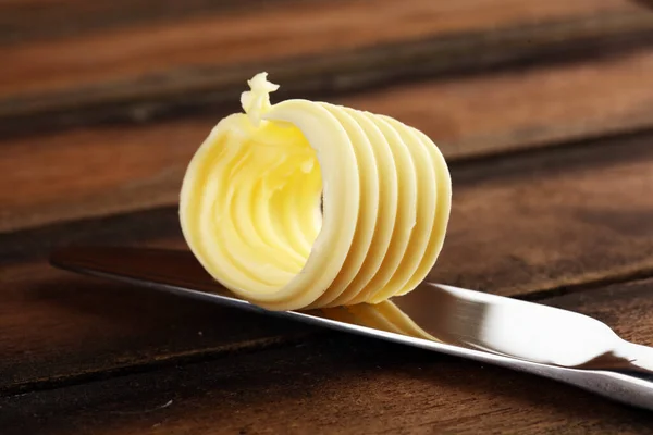 Boter Wervelt Margarine Verspreid Vettig Natuurlijk Zuivelproduct Voedsel Met Een — Stockfoto