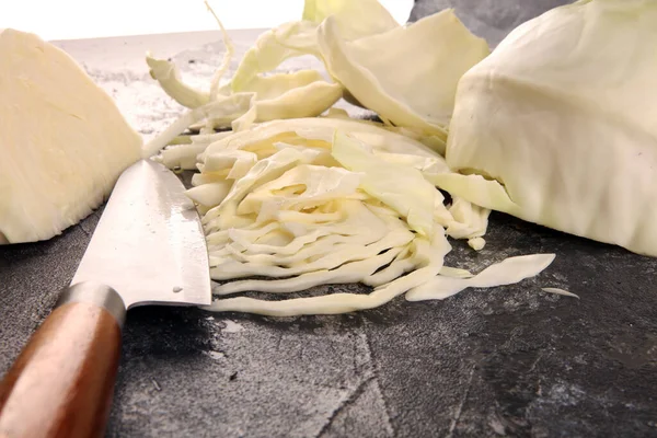 Repollo Blanco Repollo Cortado Prepare Verduras Rodajas Cortadas Para Cocinar — Foto de Stock