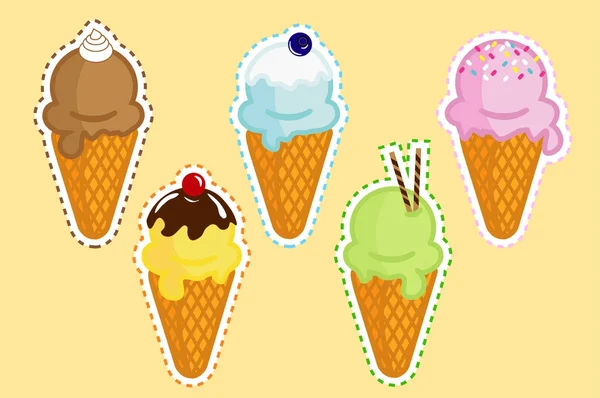 Collection Crème glacée dans une tasse à gaufres — Image vectorielle