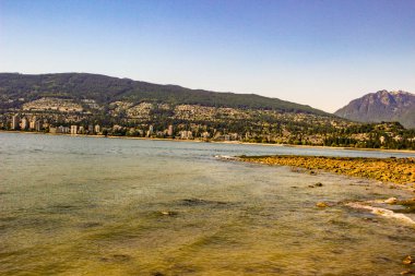 Vancouver, Kanada 'nın merkezindeki Kitsilano Plaj Parkı' nda deniz yürüyüşü..