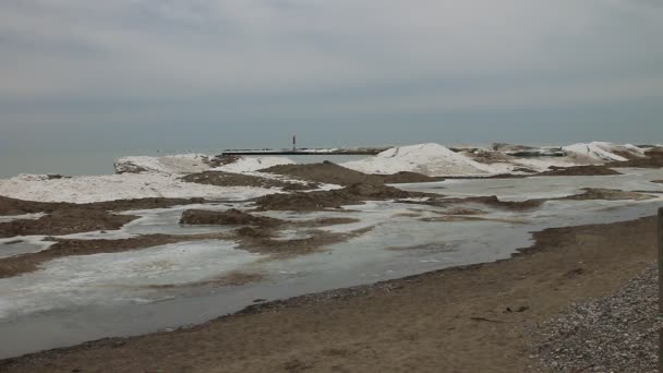 Kincardinstranden på vintern. Landskap statisk strand skott. — Stockvideo