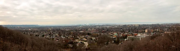 Hamilton Ontario skyline from the devils punch bowl. Panoramic format.
