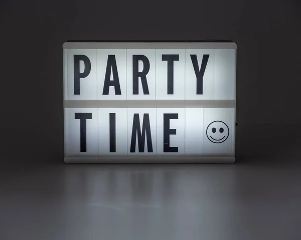 'PARTY TIME SMILE' in retro lightbox — Stock Photo, Image