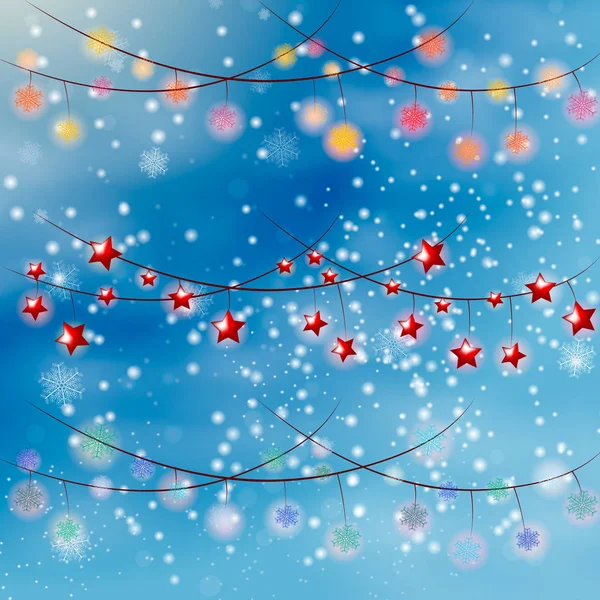 Conjunto de guirlandas coloridas, decorações de Natal luzes efeitos isolados no fundo cinza . — Vetor de Stock
