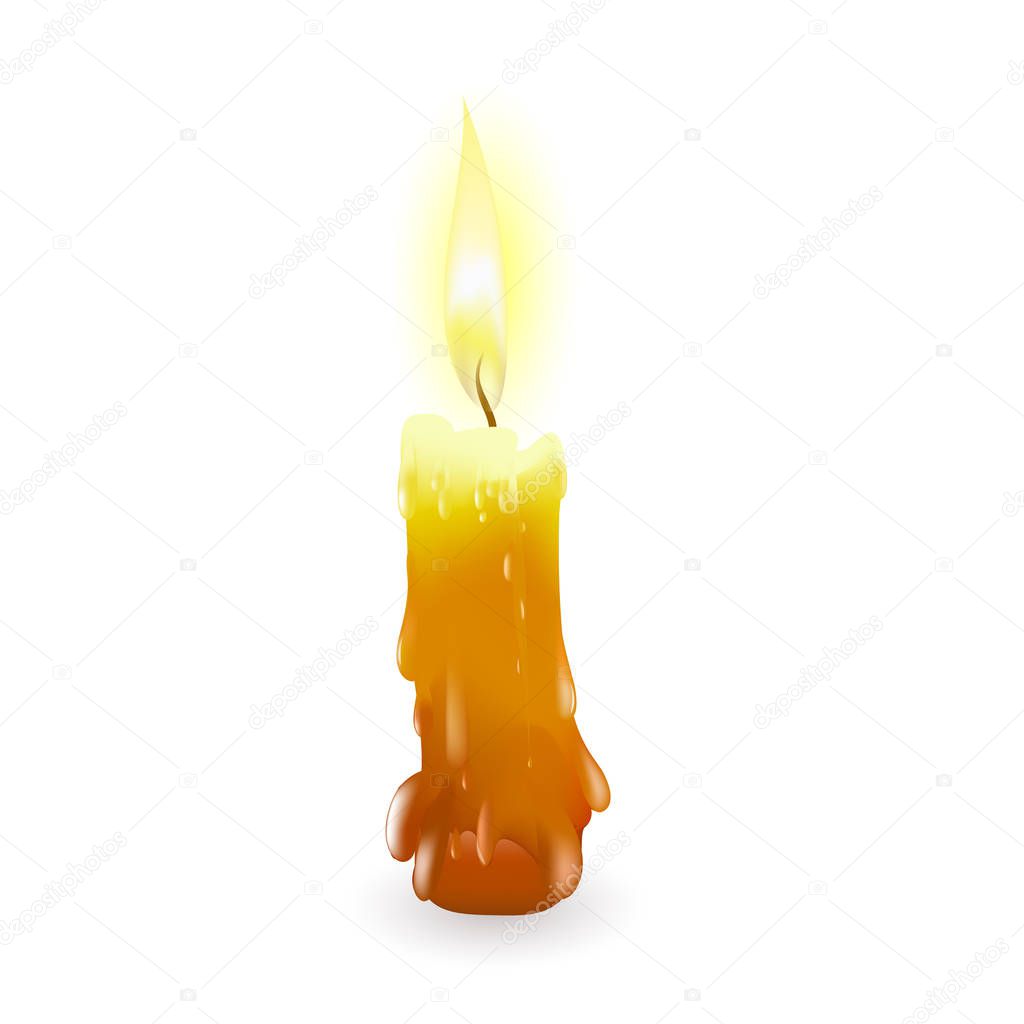 Realistic burning candle. Eps 10. Element for design decor, vector illustration
