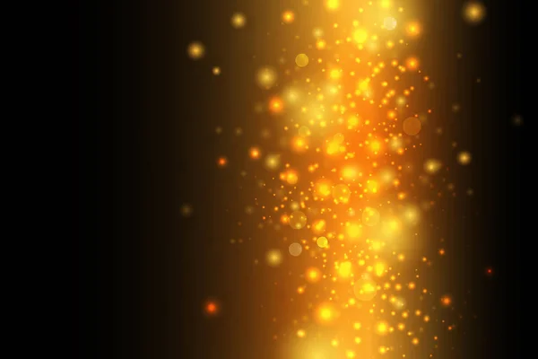 Abstraite chute de lumières dorées. Magie poussière d'or et éblouissement . — Image vectorielle