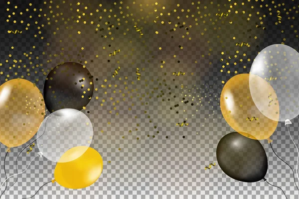 Sada zlatá, černá, žlutá, bílá helia Ball izolován ve vzduchu — Stockový vektor