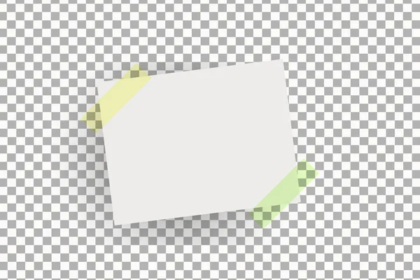 Feuille de papier de bureau ou autocollant collant avec ombre isolée sur un fond transparent. Pour les logiciels, appareils électroniques, autres produits — Image vectorielle