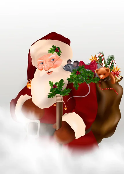 Χριστουγεννιάτικη ευχετήρια κάρτα με τον Άγιο Βασίλη. — Διανυσματικό Αρχείο