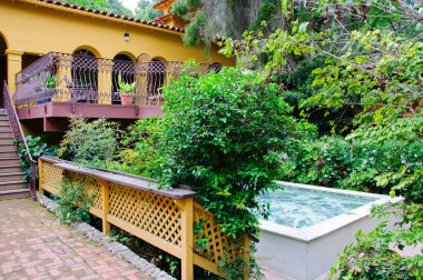 Çimenli ve geçitli yeşil yaz bahçesi