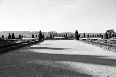 Paris, Fransa 'daki Versailles kraliyet sarayı. İnanılmaz bir bahçe, güzel bir görüntü..