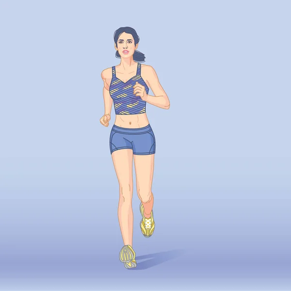 Deporte chica corriendo — Vector de stock