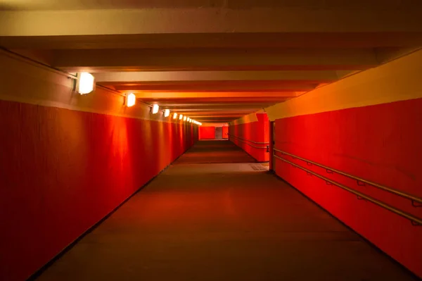 Orange underground passage in Moscow