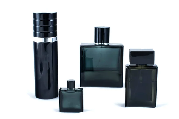 Zestaw czarne perfumy — Zdjęcie stockowe