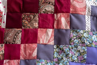 Yamalı yorgan parçası, renkli el yapımı etnik battaniye..