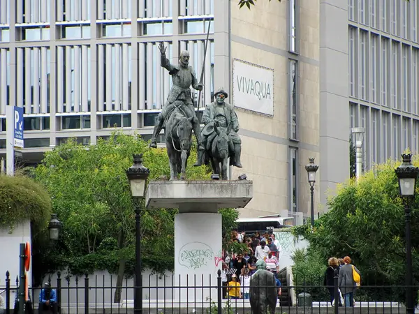 Bruxelas Bélgica Julho 2015 Estátua Dom Quixote Sancho Panza Bruxelas — Fotografia de Stock