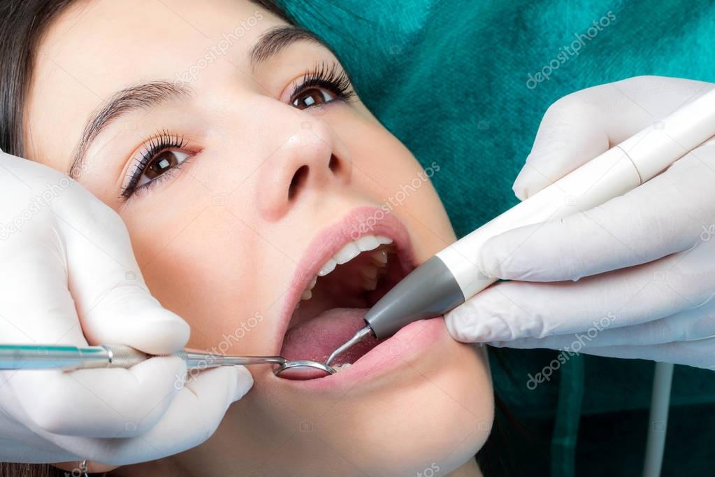 Girl at dental check