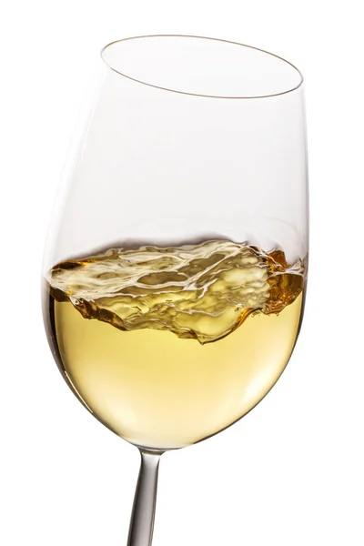 White Wine Glass Motion Effect Extreme Close Isolated White — Stock Photo, Image