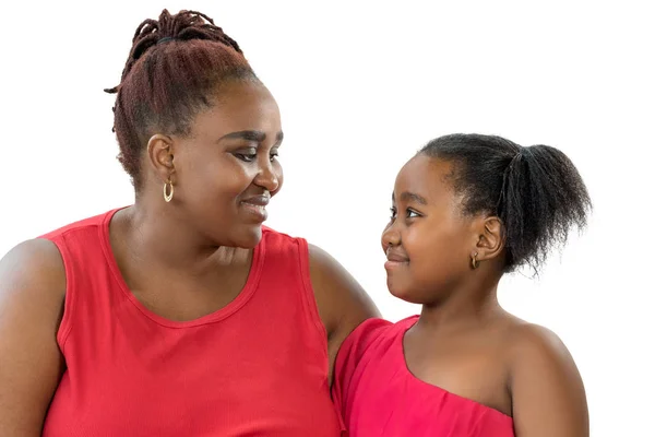 Nahaufnahme Porträt Einer Afrikanischen Mutter Mit Kleiner Tochter Die Sich — Stockfoto