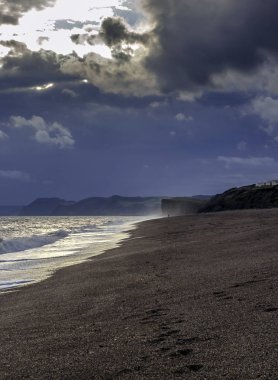 Günbatımı Devon Jurassic Coast, Devon, İngiltere