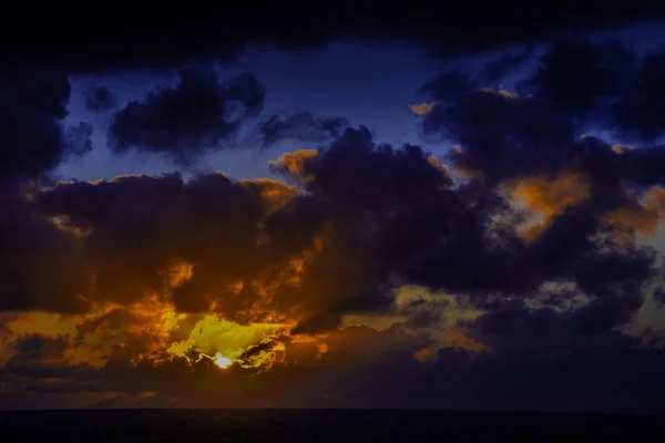Восход Солнца Над Океаном Перед Бурей Лансароте Канарские Острова — стоковое фото
