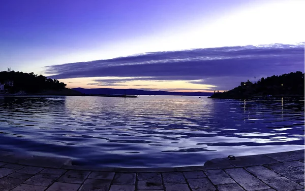 Pôr Sol Sobre Mar Adriático Makarska Croácia — Fotografia de Stock