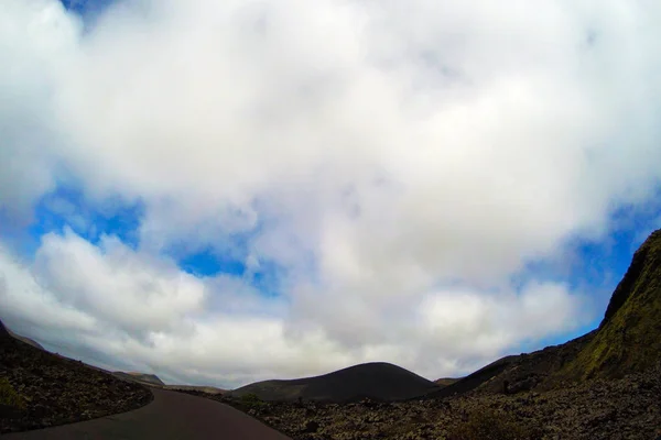 Estrada Para Lugar Nenhum Lanzarote Ilhas Canárias Espanha — Fotografia de Stock