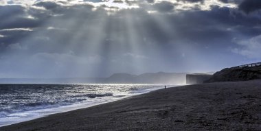 Günbatımı Devon Jurassic Coast, Dorset, İngiltere
