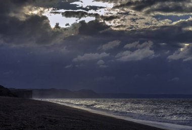 Günbatımı Devon Jurassic Coast, Dorset, İngiltere