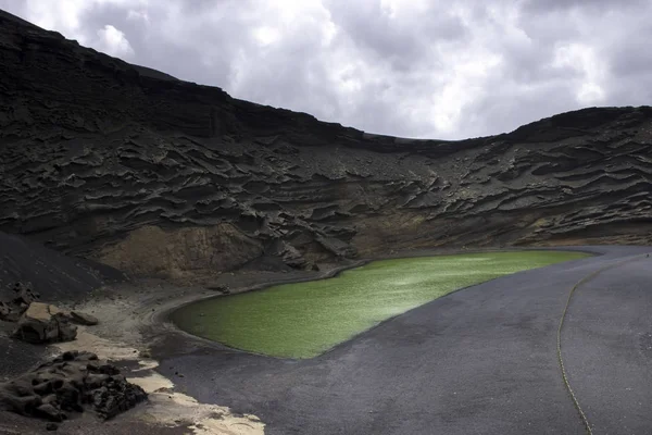 Lagoa Verde Lago Verde Golfo Lanzarote Ilhas Canárias — Fotografia de Stock