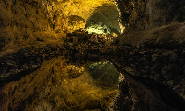 Underground Cueva Los Verdes Lanzarote Kanári Szigetek — Stock Fotó