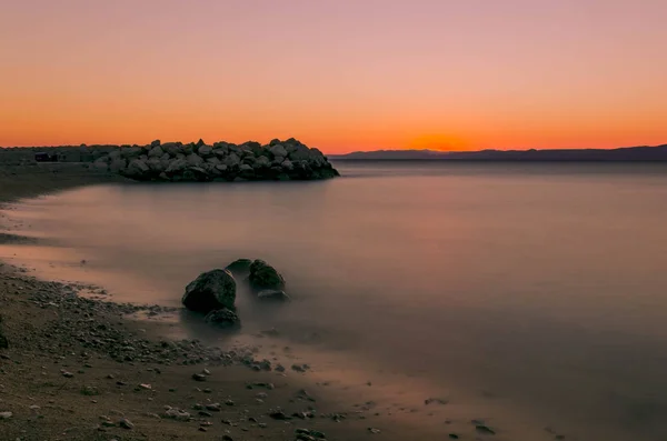 Coucher Soleil Croate Podgora Riviera Makarska Croatie — Photo