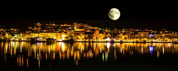 Luna Sobre Makarska Noche Croacia —  Fotos de Stock