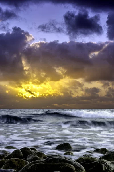 Dramatické Východ Slunce Nad Moře Gouves Kréta — Stock fotografie
