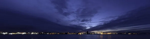 Rivière Mersey Birkenhead Nuit Vue Panoramique Depuis Front Mer Keel — Photo