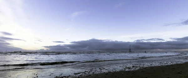 Crosby Beach Günbatımı Kışın Crosby Liverpool Ngiltere — Stok fotoğraf