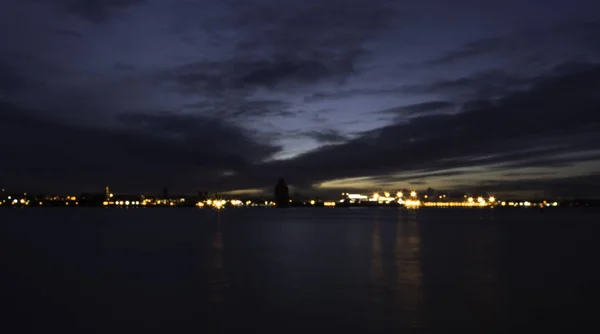 Rivière Mersey Birkenhead Nuit Vue Depuis Front Mer Keel Wharf — Photo