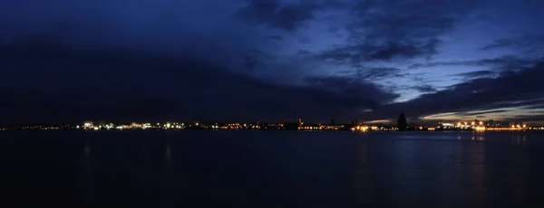 Rivière Mersey Birkenhead Nuit Vue Panoramique Depuis Front Mer Keel — Photo