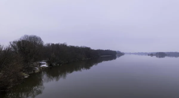 Řeky Visly Zimě Nowy Dwor Mazowiecki Polsko — Stock fotografie