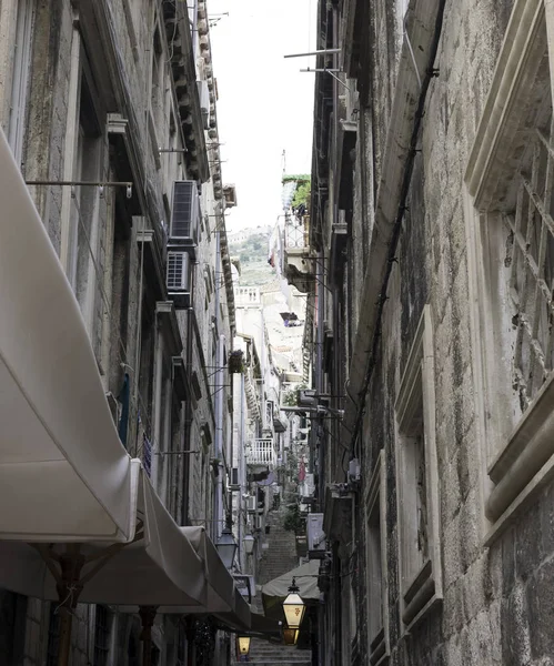 Smal Pad Met Trap Oude Stad Dubrovnik Kroatië — Stockfoto