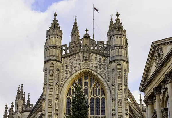 Vánoční Stromek Před Bath Abbey Bath Somerset Velká Británie Prosince — Stock fotografie